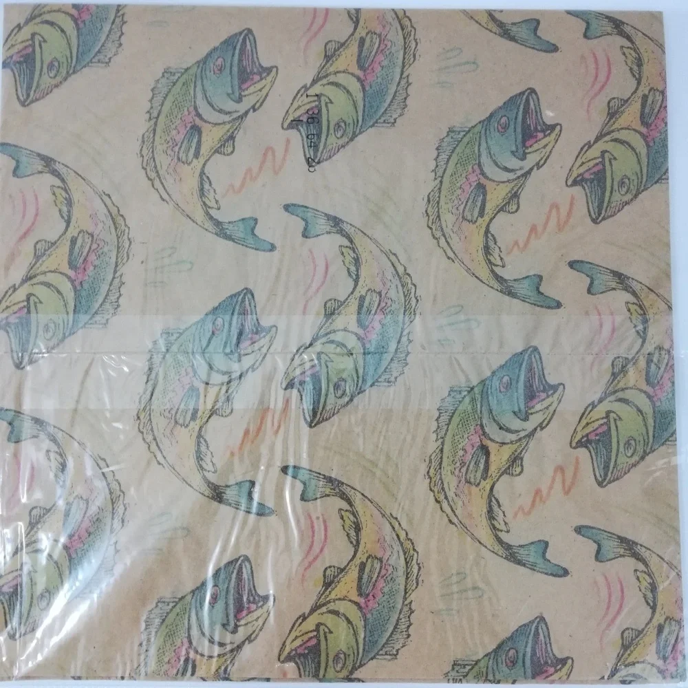 Vintage Hallmark Gift Wrap Fishing Recycled Dad Fathers Day